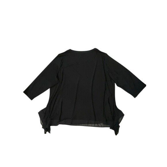 Cato Plus Sz 26/28 Black Asymmetric Sheer Hem Blouse 3/4 Sleeve Stretch Top NWT - Picture 6 of 12